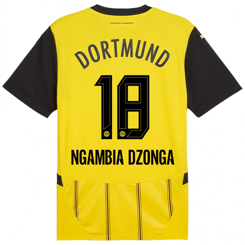 Enfant Maillot Diego Ngambia Dzonga #18 Jaune Noir Tenues Domicile 2024/25 T-Shirt Suisse