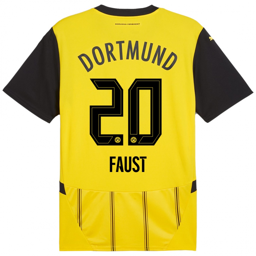 Enfant Maillot Tom Faust #20 Jaune Noir Tenues Domicile 2024/25 T-Shirt Suisse