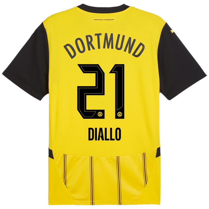 Enfant Maillot Ousmane Diallo #21 Jaune Noir Tenues Domicile 2024/25 T-Shirt Suisse