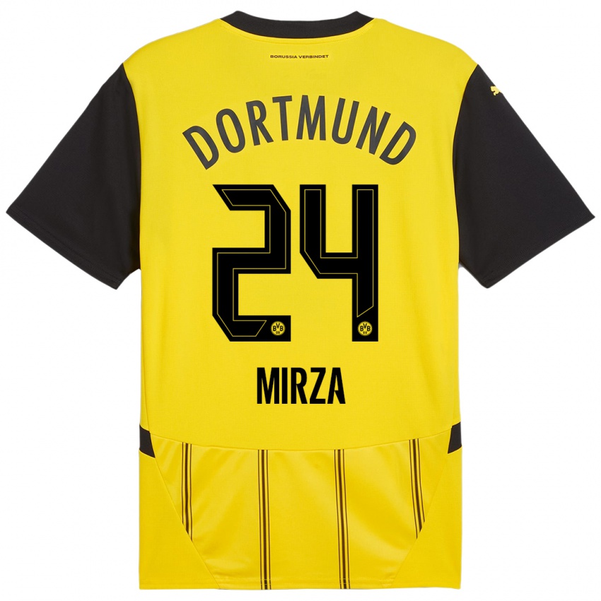 Enfant Maillot Marwan-Omir Mirza #24 Jaune Noir Tenues Domicile 2024/25 T-Shirt Suisse