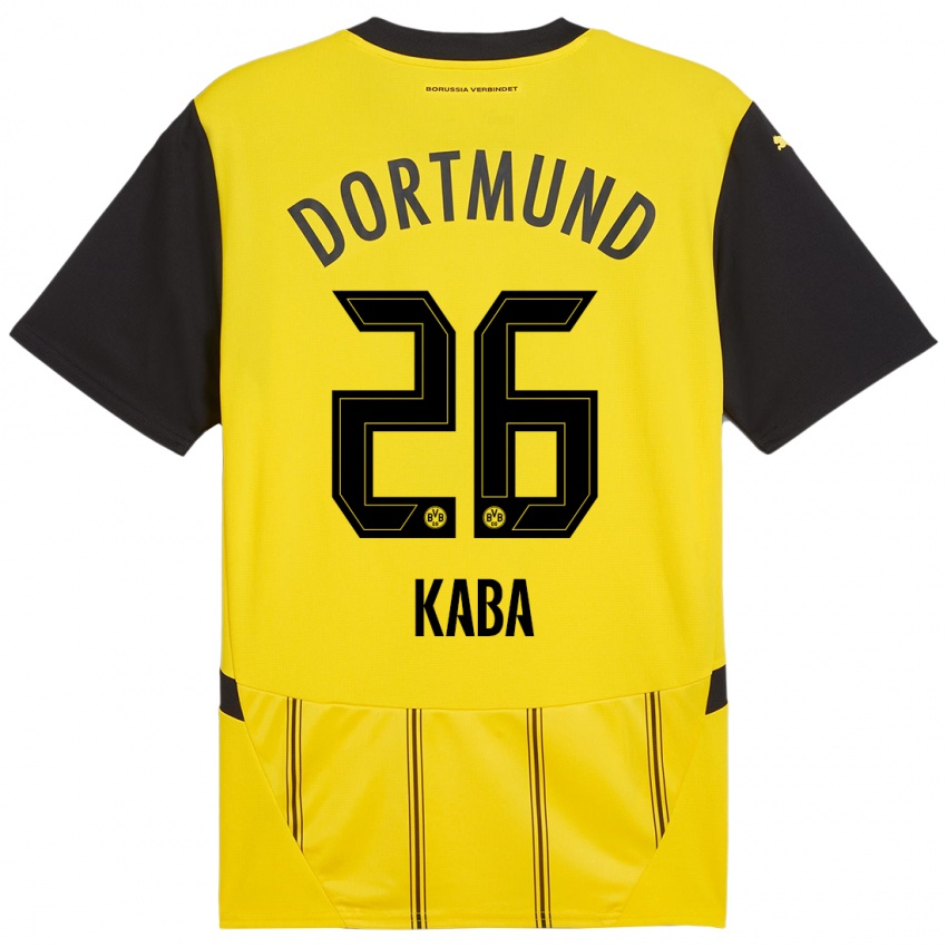 Enfant Maillot Mussa Kaba #26 Jaune Noir Tenues Domicile 2024/25 T-Shirt Suisse