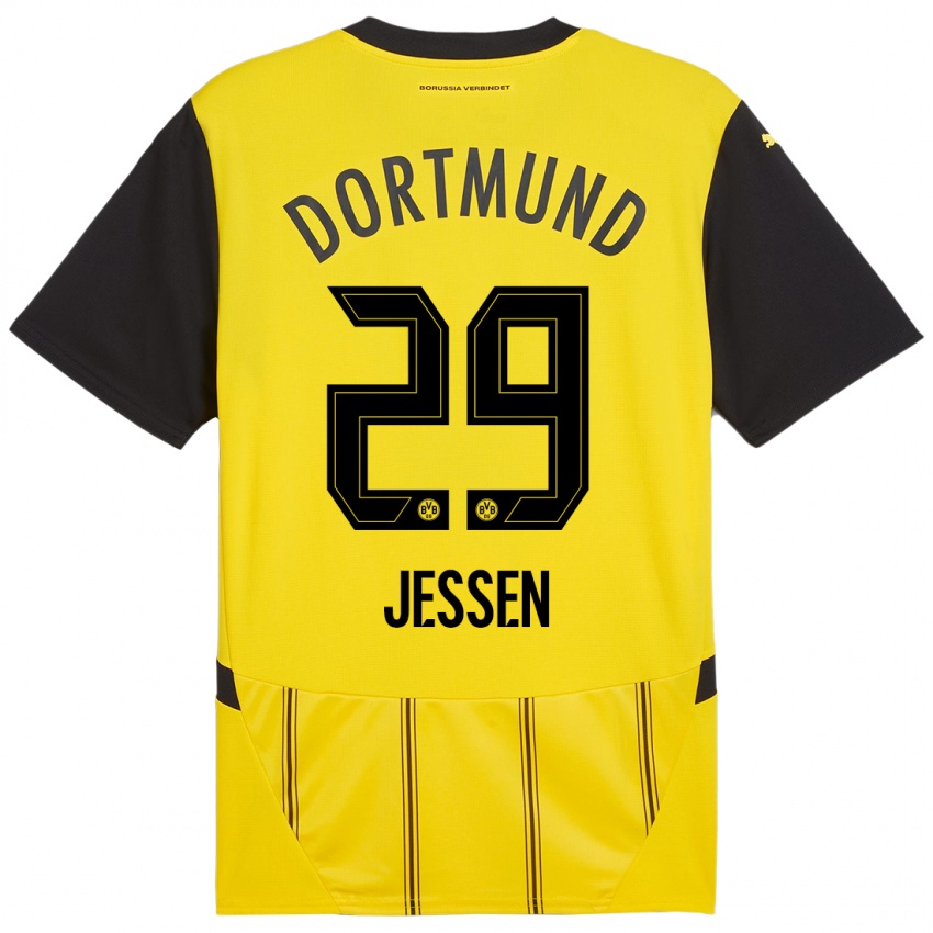 Enfant Maillot Niklas Jessen #29 Jaune Noir Tenues Domicile 2024/25 T-Shirt Suisse