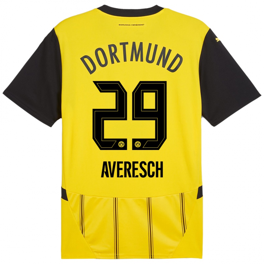 Enfant Maillot Noah Averesch #29 Jaune Noir Tenues Domicile 2024/25 T-Shirt Suisse