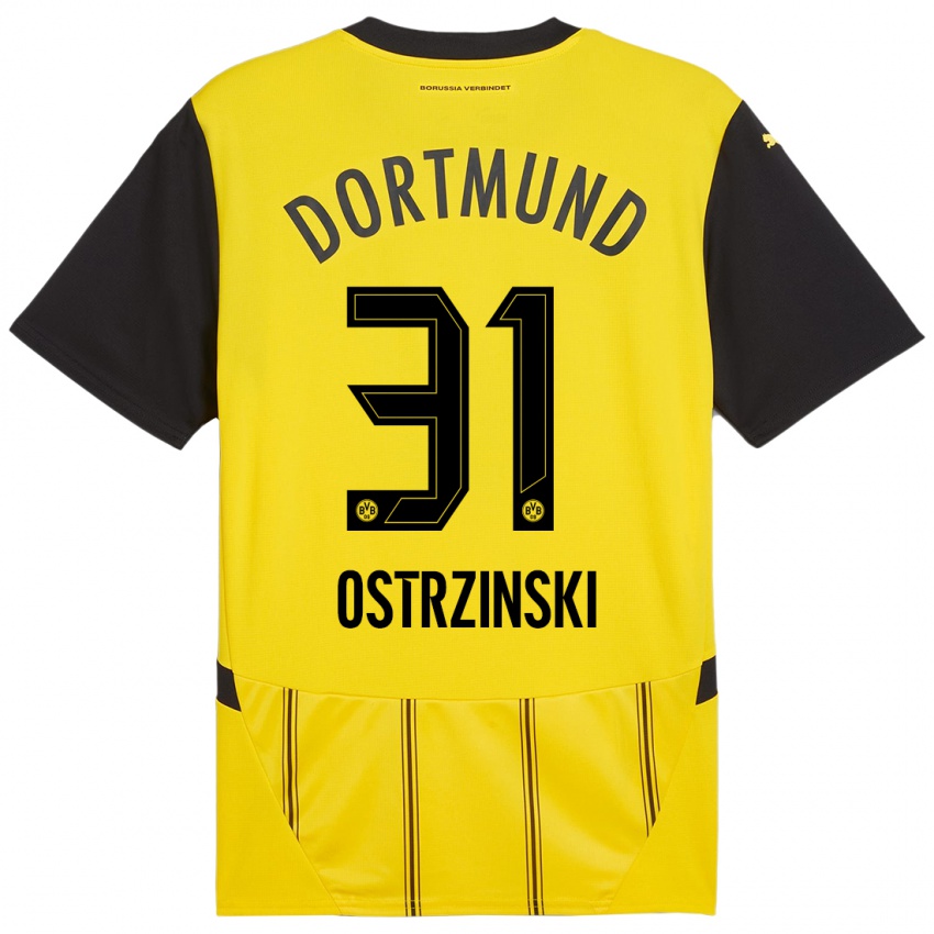 Enfant Maillot Silas Ostrzinski #31 Jaune Noir Tenues Domicile 2024/25 T-Shirt Suisse