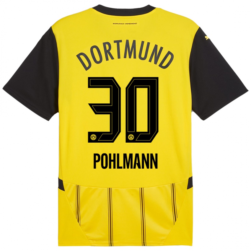 Enfant Maillot Ole Pohlmann #30 Jaune Noir Tenues Domicile 2024/25 T-Shirt Suisse