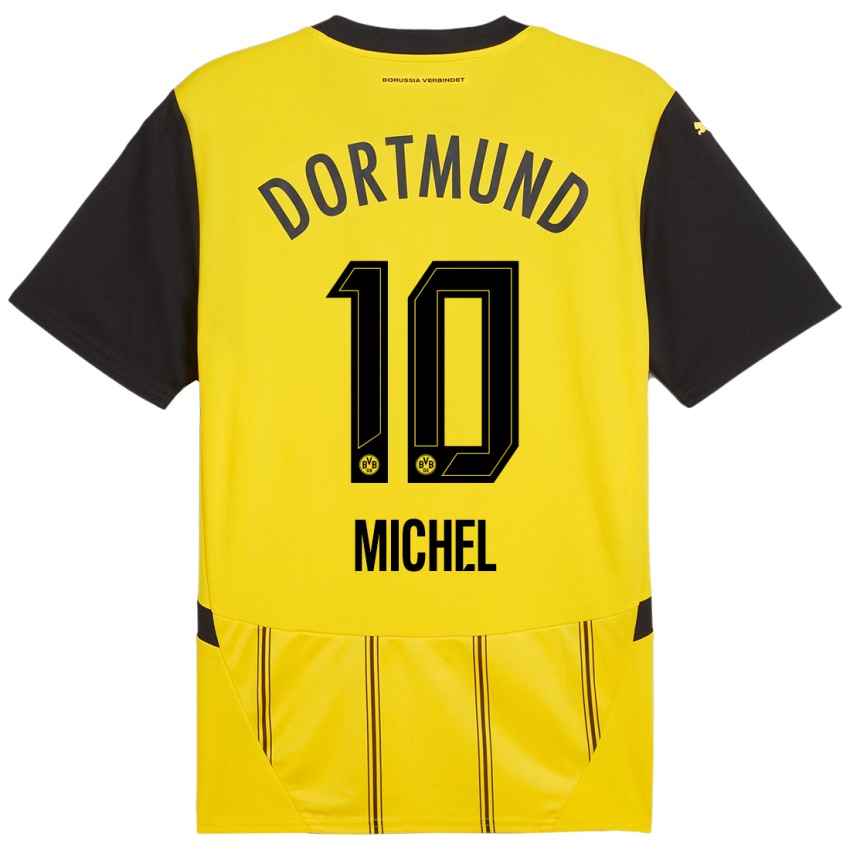 Enfant Maillot Falko Michel #10 Jaune Noir Tenues Domicile 2024/25 T-Shirt Suisse