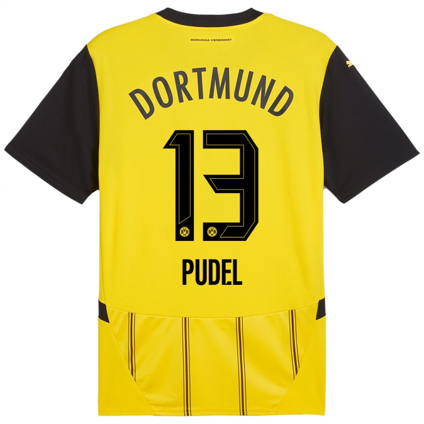 Enfant Maillot Bjarne Pudel #13 Jaune Noir Tenues Domicile 2024/25 T-Shirt Suisse