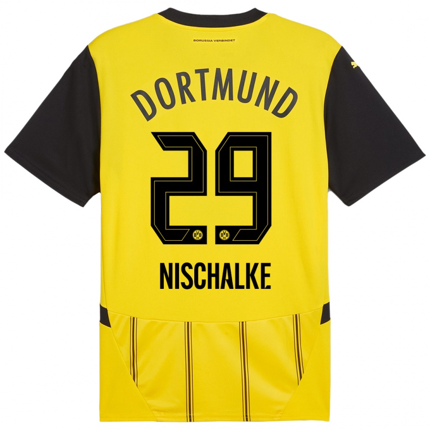 Kinder Jermain Nischalke #29 Gelb Schwarz Heimtrikot Trikot 2024/25 T-Shirt Schweiz