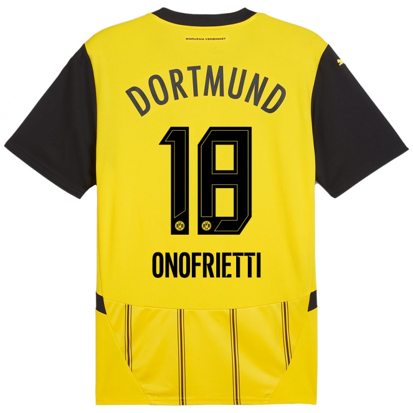 Enfant Maillot Vincenzo Onofrietti #18 Jaune Noir Tenues Domicile 2024/25 T-Shirt Suisse