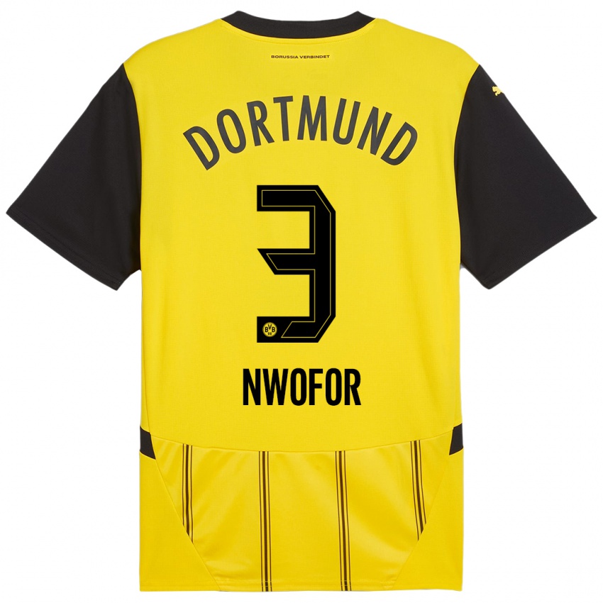 Enfant Maillot Jamie Nwofor #3 Jaune Noir Tenues Domicile 2024/25 T-Shirt Suisse