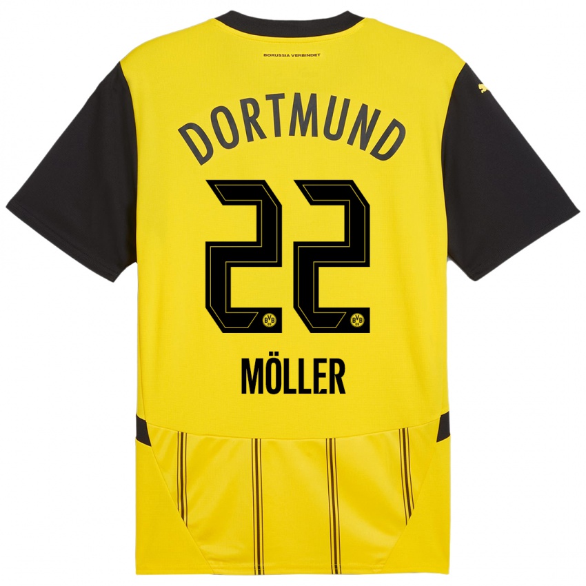 Kinder Paul Möller #22 Gelb Schwarz Heimtrikot Trikot 2024/25 T-Shirt Schweiz