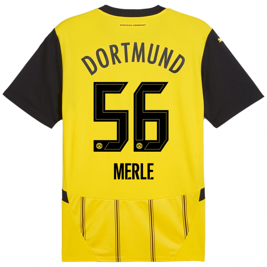 Enfant Maillot Albers Merle #56 Jaune Noir Tenues Domicile 2024/25 T-Shirt Suisse