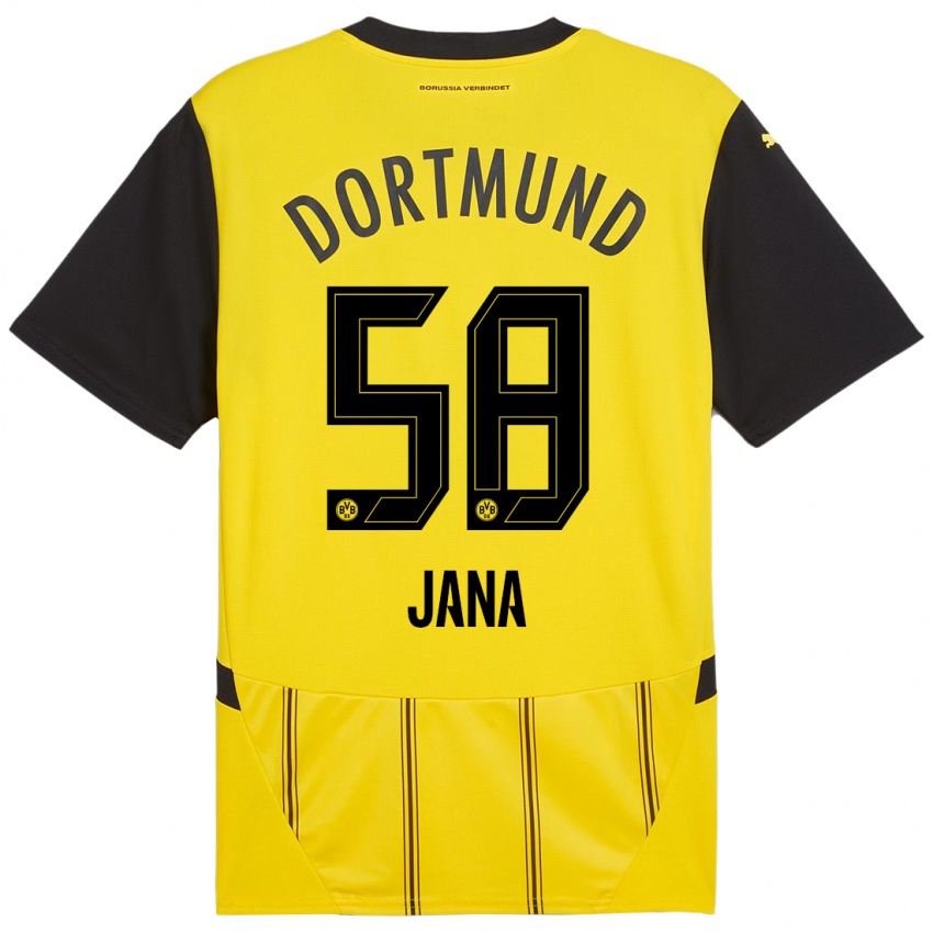 Enfant Maillot Nordberg Jana #58 Jaune Noir Tenues Domicile 2024/25 T-Shirt Suisse