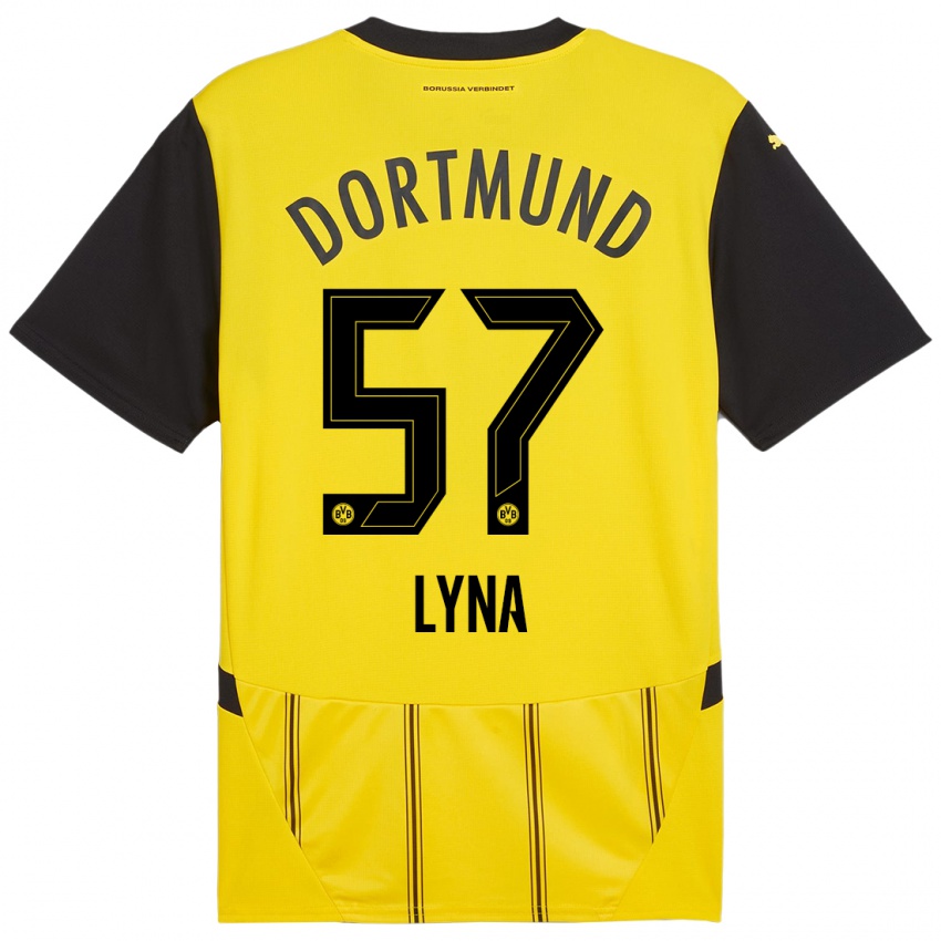 Enfant Maillot Schwarz Lyna #57 Jaune Noir Tenues Domicile 2024/25 T-Shirt Suisse