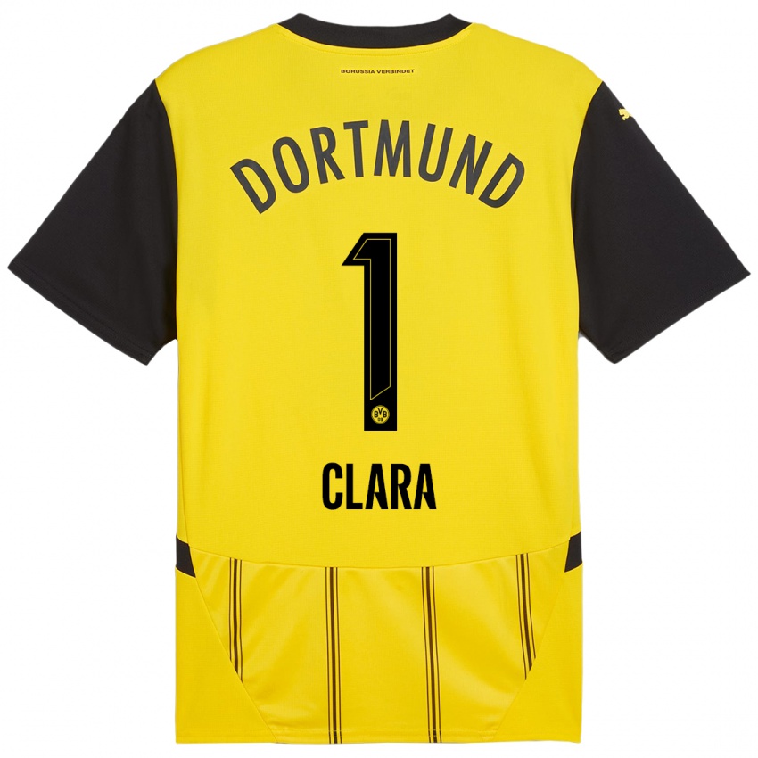 Enfant Maillot Woltering Clara #1 Jaune Noir Tenues Domicile 2024/25 T-Shirt Suisse