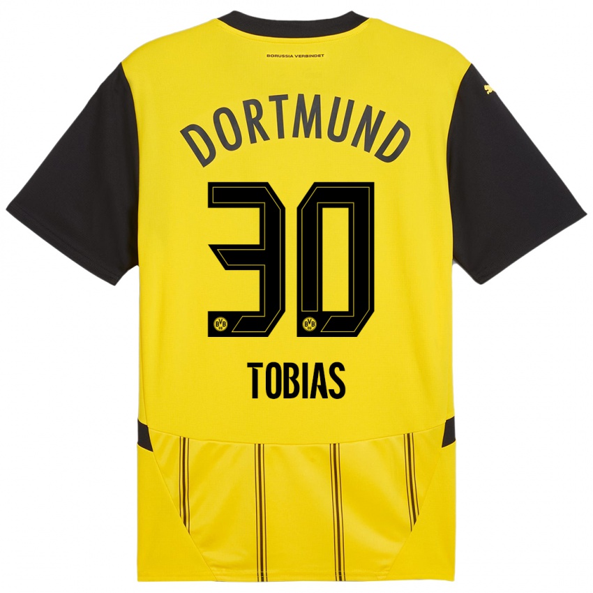 Enfant Maillot Vogt Tobias #30 Jaune Noir Tenues Domicile 2024/25 T-Shirt Suisse