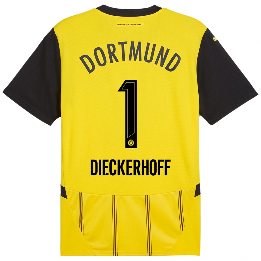 Enfant Maillot Max Dieckerhoff #1 Jaune Noir Tenues Domicile 2024/25 T-Shirt Suisse