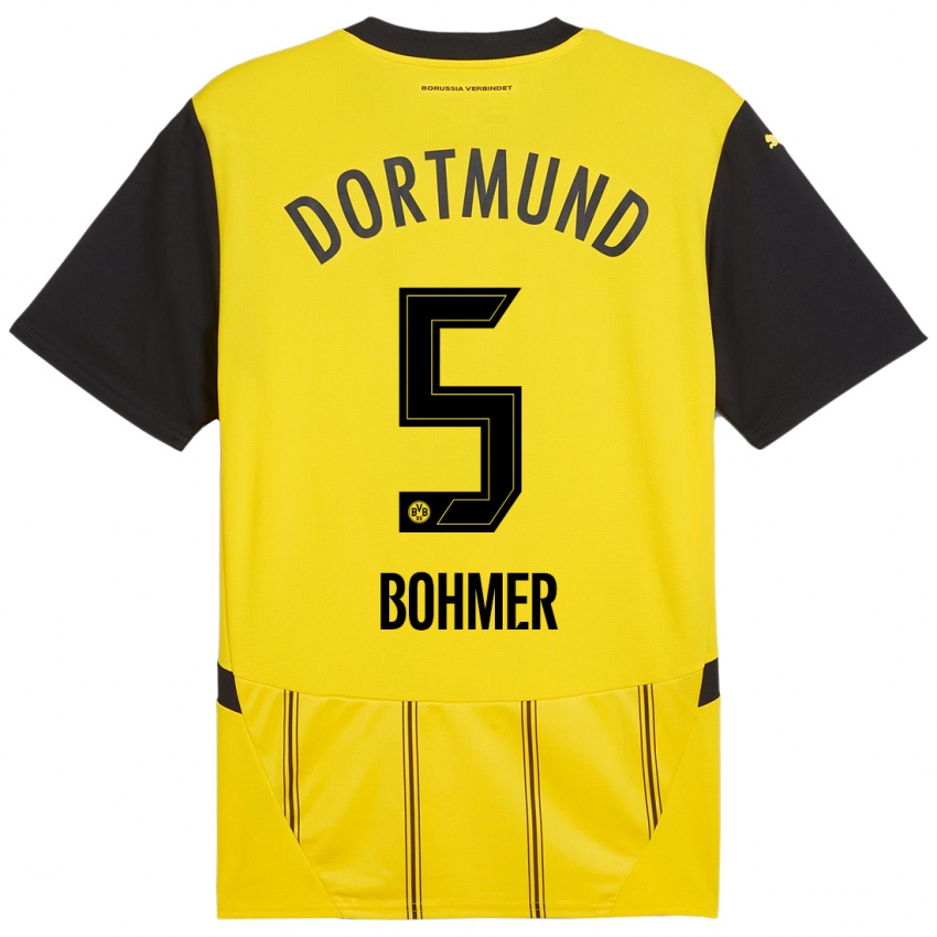 Enfant Maillot Tim Bohmer #5 Jaune Noir Tenues Domicile 2024/25 T-Shirt Suisse