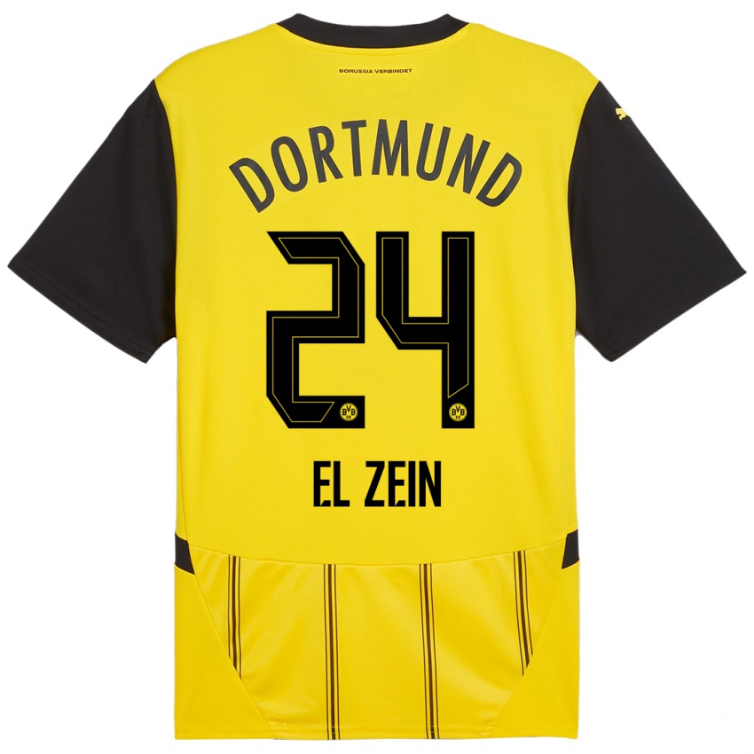 Enfant Maillot Abu-Bekir Omer El-Zein #24 Jaune Noir Tenues Domicile 2024/25 T-Shirt Suisse