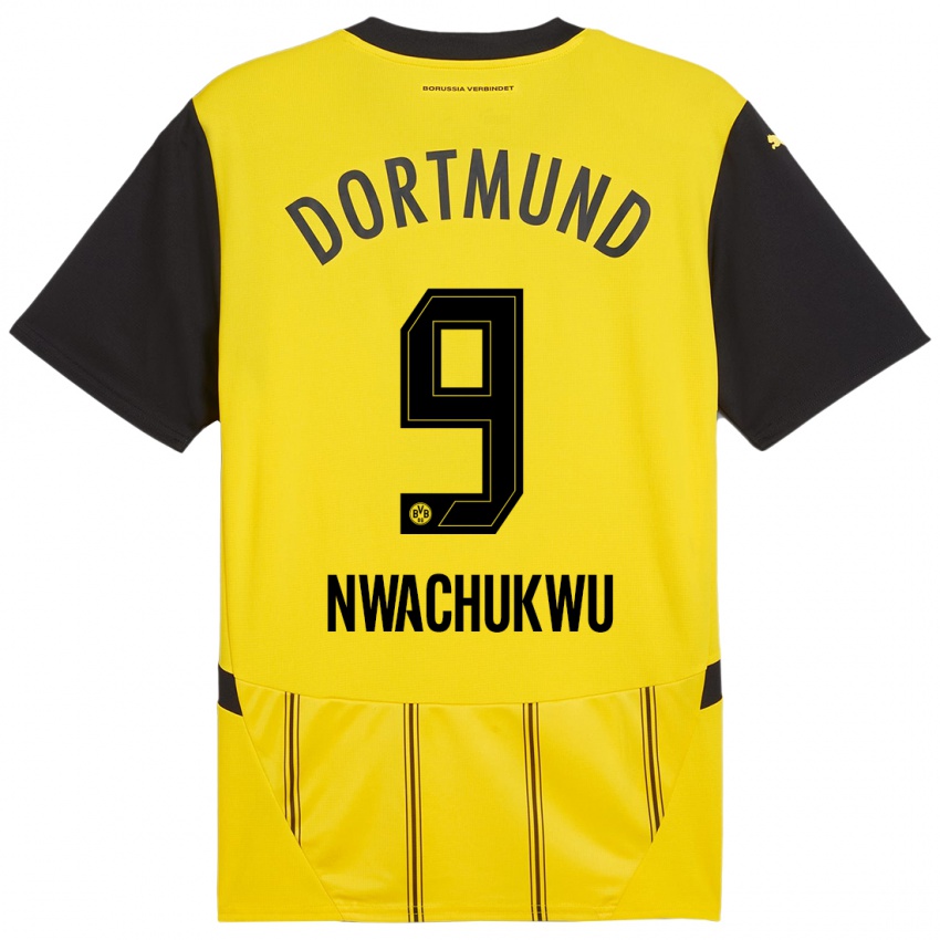 Enfant Maillot Isaak Nwachukwu #9 Jaune Noir Tenues Domicile 2024/25 T-Shirt Suisse