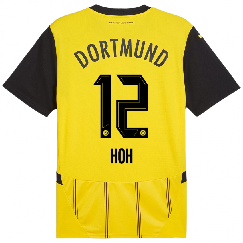 Enfant Maillot Hendrik Hoh #12 Jaune Noir Tenues Domicile 2024/25 T-Shirt Suisse