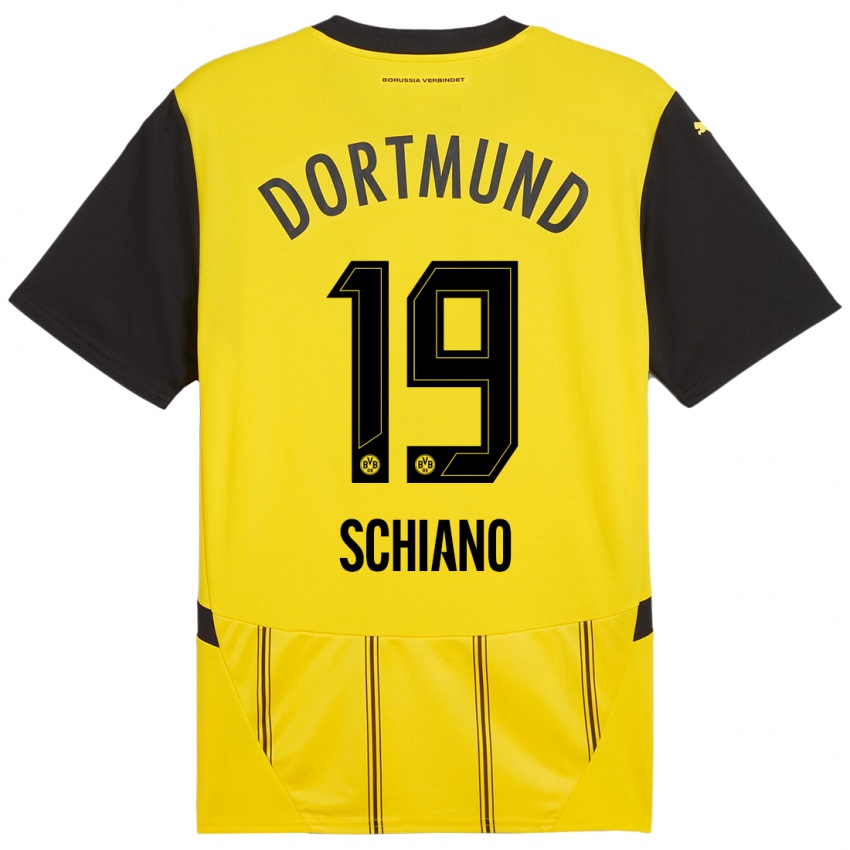 Enfant Maillot Emilio Schiano #19 Jaune Noir Tenues Domicile 2024/25 T-Shirt Suisse