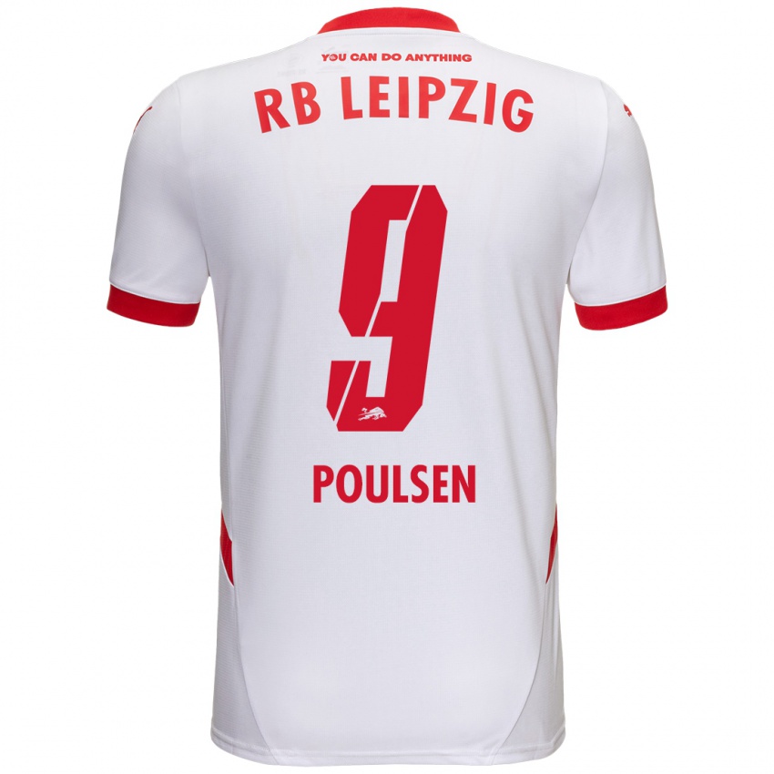 Kinder Yussuf Poulsen #9 Weiß Rot Heimtrikot Trikot 2024/25 T-Shirt Schweiz