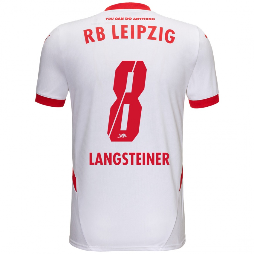 Kinder Toni Langsteiner #8 Weiß Rot Heimtrikot Trikot 2024/25 T-Shirt Schweiz