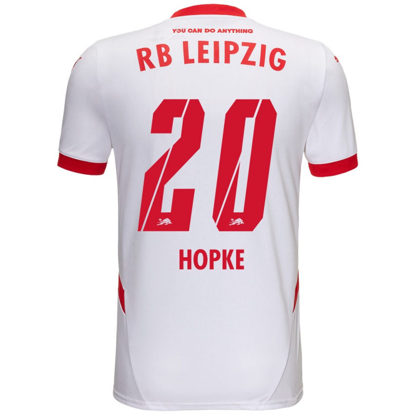 Kinder Hannes Hopke #20 Weiß Rot Heimtrikot Trikot 2024/25 T-Shirt Schweiz