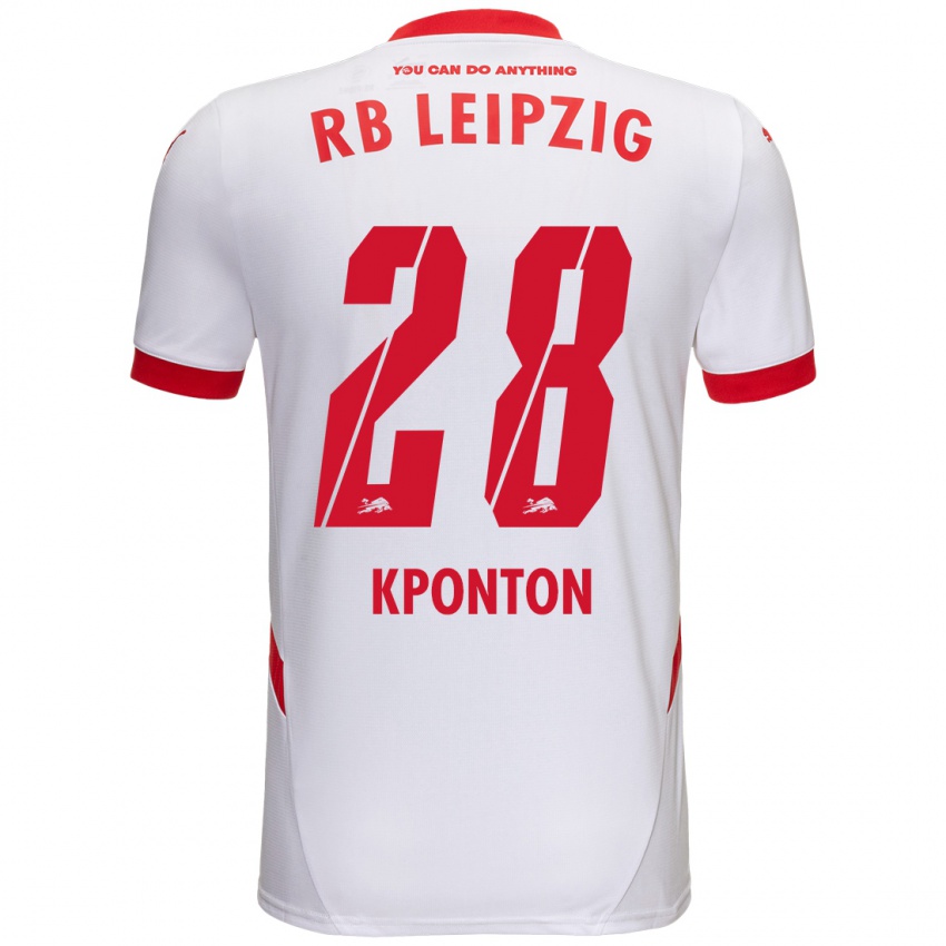 Kinder Marwan Kponton #28 Weiß Rot Heimtrikot Trikot 2024/25 T-Shirt Schweiz