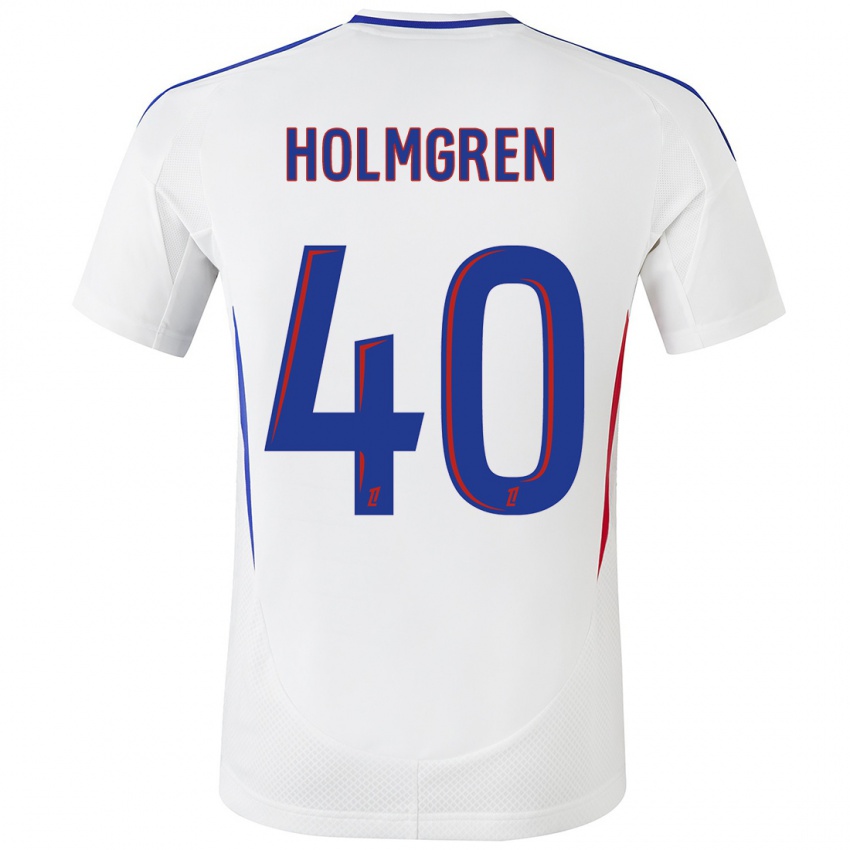 Kinder Emma Holmgren #40 Weiß Blau Heimtrikot Trikot 2024/25 T-Shirt Schweiz