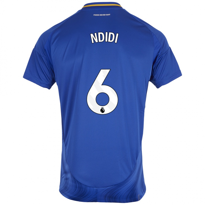 Enfant Maillot Wilfred Ndidi #6 Bleu Blanc Tenues Domicile 2024/25 T-Shirt Suisse