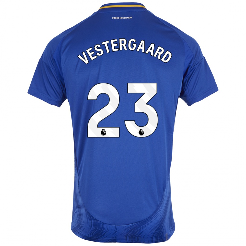 Kinder Jannik Vestergaard #23 Blau Weiß Heimtrikot Trikot 2024/25 T-Shirt Schweiz