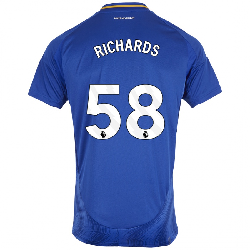 Enfant Maillot Amani Richards #58 Bleu Blanc Tenues Domicile 2024/25 T-Shirt Suisse