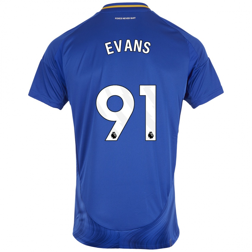 Enfant Maillot Jake Evans #91 Bleu Blanc Tenues Domicile 2024/25 T-Shirt Suisse