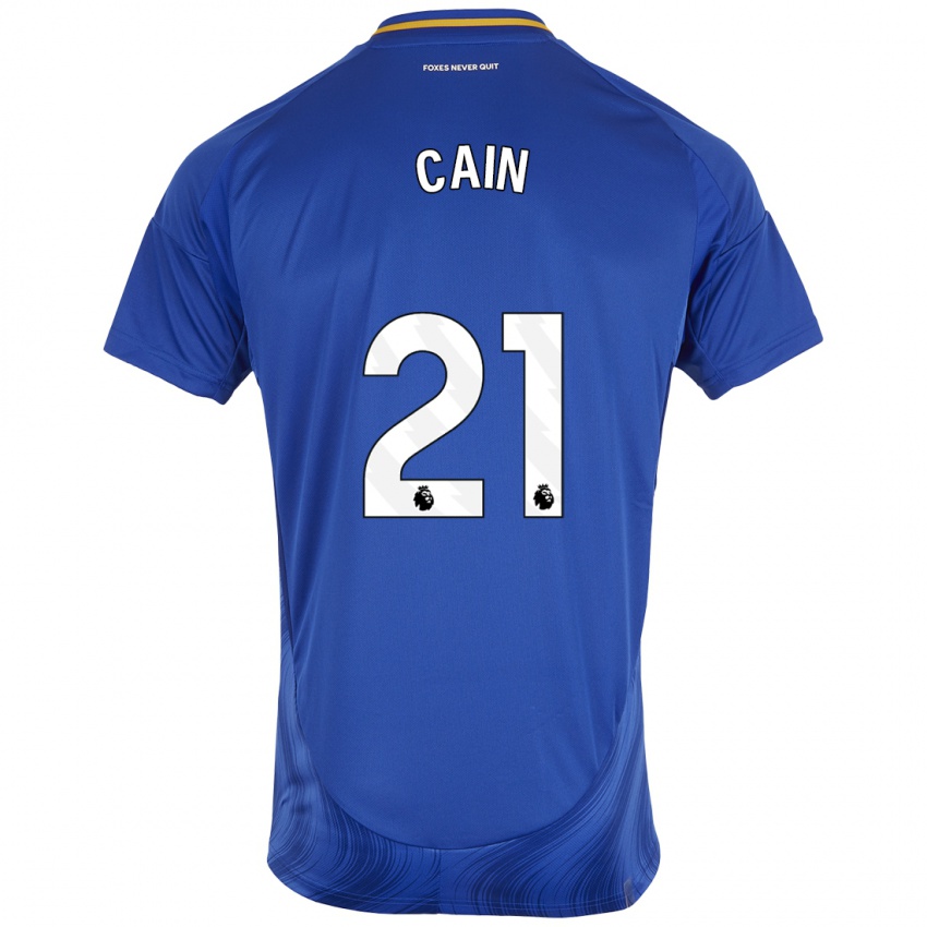 Enfant Maillot Hannah Cain #21 Bleu Blanc Tenues Domicile 2024/25 T-Shirt Suisse