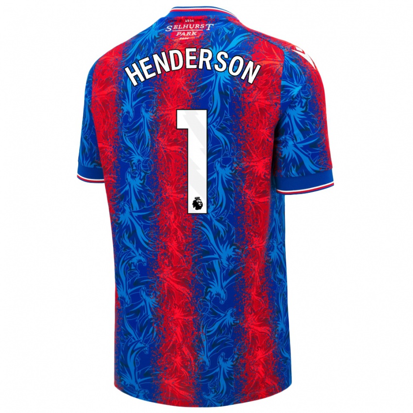 Enfant Maillot Dean Henderson #1 Rayures Rouges Et Bleues Tenues Domicile 2024/25 T-Shirt Suisse