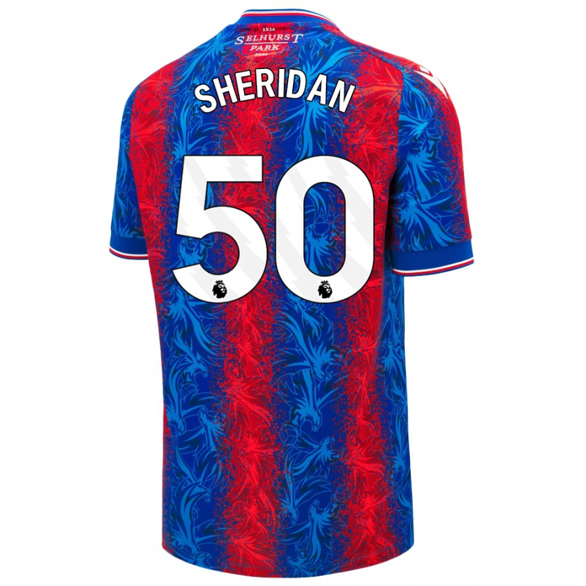 Enfant Maillot Joe Sheridan #50 Rayures Rouges Et Bleues Tenues Domicile 2024/25 T-Shirt Suisse