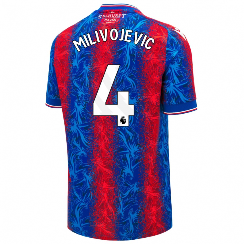 Enfant Maillot Luka Milivojevic #4 Rayures Rouges Et Bleues Tenues Domicile 2024/25 T-Shirt Suisse