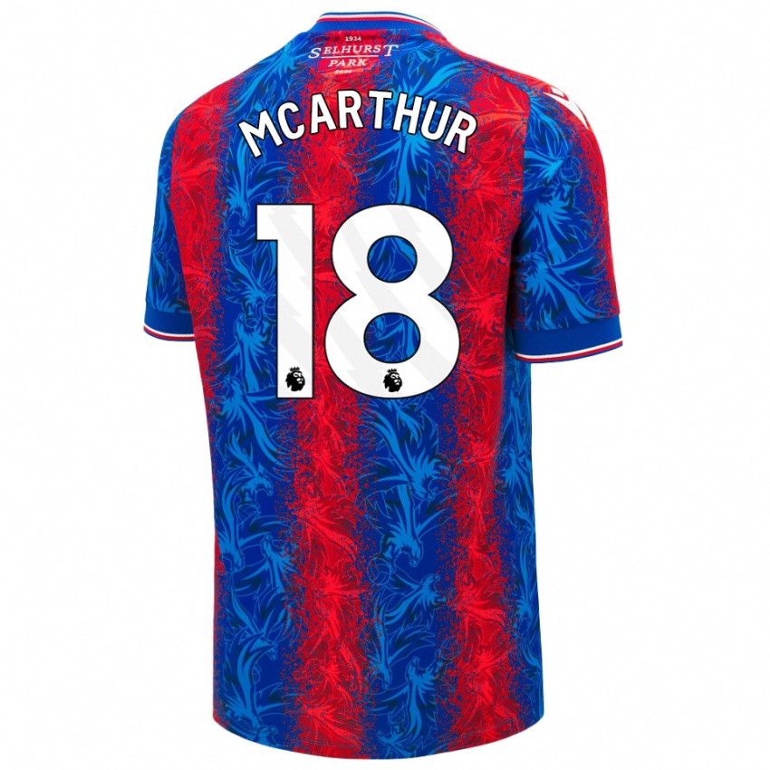 Enfant Maillot James Mcarthur #18 Rayures Rouges Et Bleues Tenues Domicile 2024/25 T-Shirt Suisse