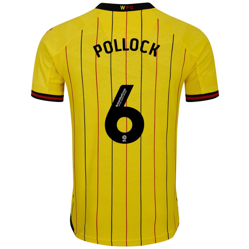 Kinder Mattie Pollock #6 Gelb Schwarz Heimtrikot Trikot 2024/25 T-Shirt Schweiz