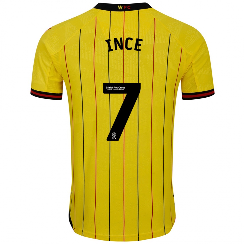 Kinder Tom Ince #7 Gelb Schwarz Heimtrikot Trikot 2024/25 T-Shirt Schweiz