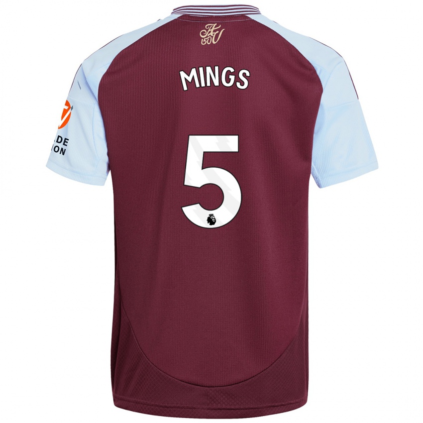 Kinder Tyrone Mings #5 Burgunder Himmelblau Heimtrikot Trikot 2024/25 T-Shirt Schweiz