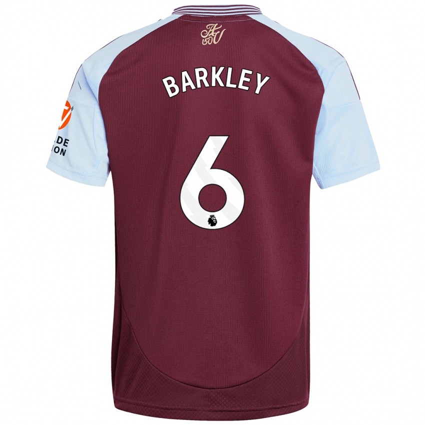 Enfant Maillot Ross Barkley #6 Bordeaux Bleu Ciel Tenues Domicile 2024/25 T-Shirt Suisse