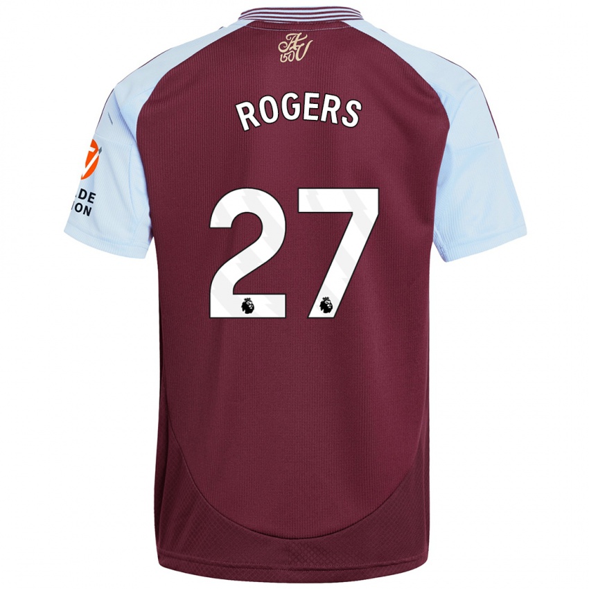 Enfant Maillot Morgan Rogers #27 Bordeaux Bleu Ciel Tenues Domicile 2024/25 T-Shirt Suisse