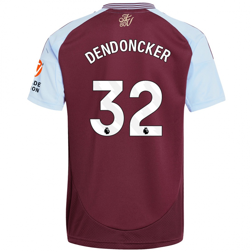 Enfant Maillot Leander Dendoncker #32 Bordeaux Bleu Ciel Tenues Domicile 2024/25 T-Shirt Suisse