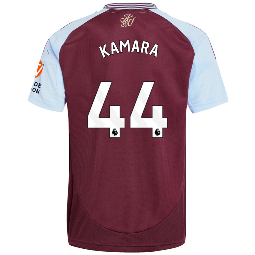 Kinder Boubacar Kamara #44 Burgunder Himmelblau Heimtrikot Trikot 2024/25 T-Shirt Schweiz