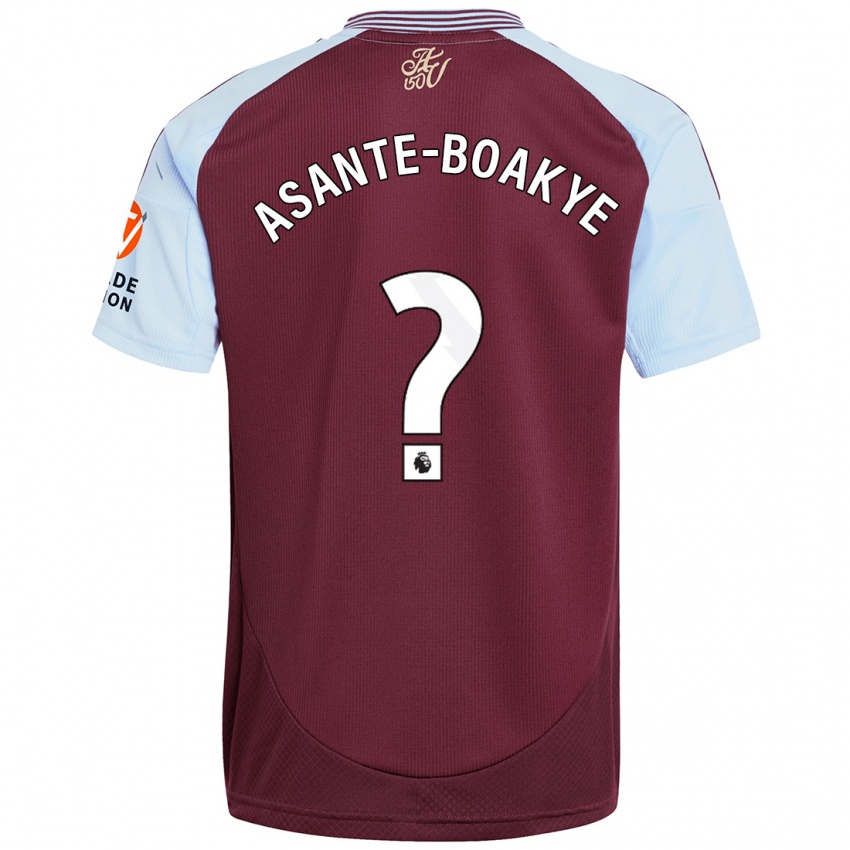 Enfant Maillot Max Asante-Boakye #0 Bordeaux Bleu Ciel Tenues Domicile 2024/25 T-Shirt Suisse