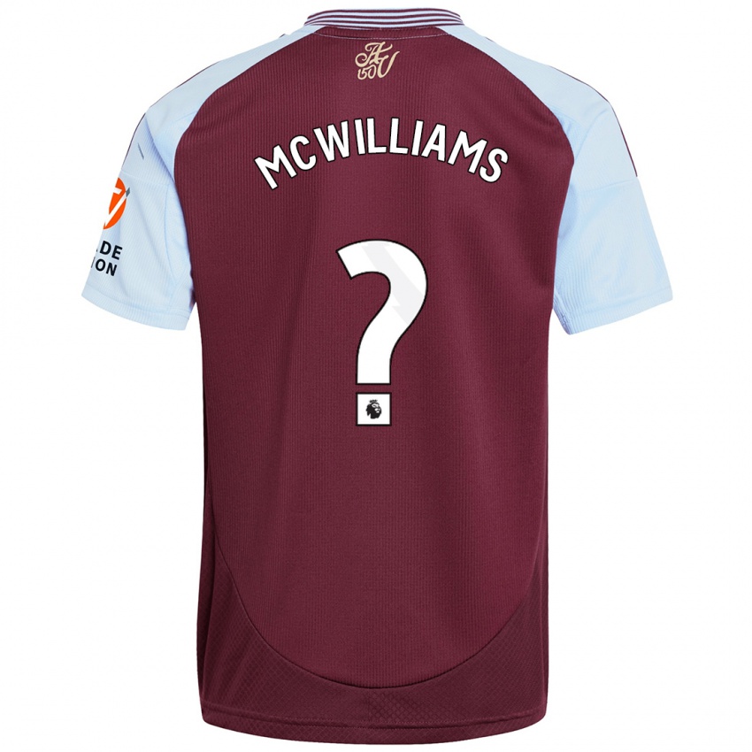 Enfant Maillot Ashton Mcwilliams #0 Bordeaux Bleu Ciel Tenues Domicile 2024/25 T-Shirt Suisse