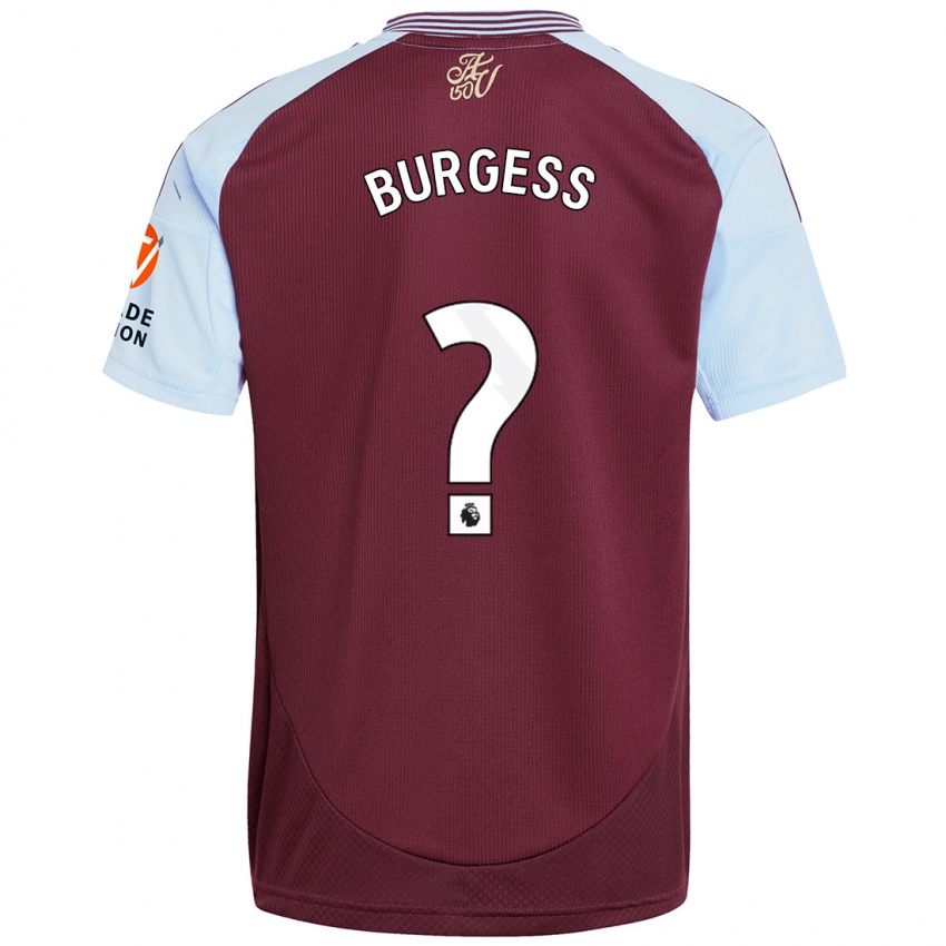 Enfant Maillot Woody Burgess #0 Bordeaux Bleu Ciel Tenues Domicile 2024/25 T-Shirt Suisse